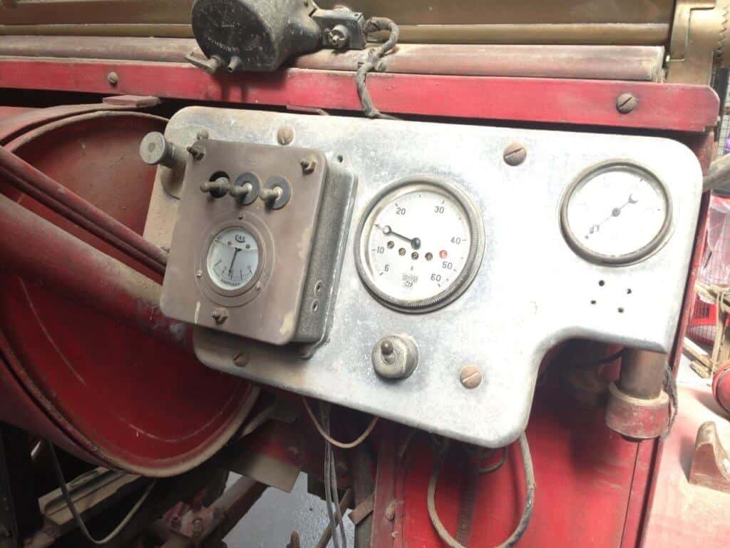Original Cummins fire engine original controls close up