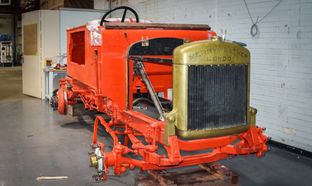 Vintage Merryweather fire engine chassis